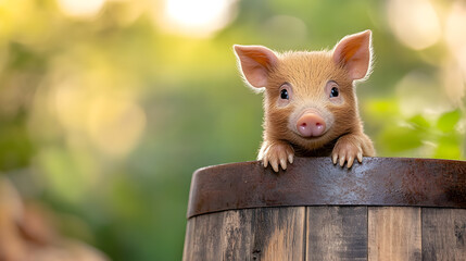 Picture of cute pig, pork, processed food, photograph or illustrator for advertising