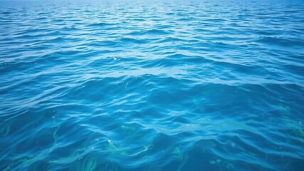 Naklejka premium Serene and Tranquil Calm Ocean Waves Under Bright Blue Sky with Sunlight Reflections Creating a Peaceful and Inviting Seascape for Relaxation and Inspiration