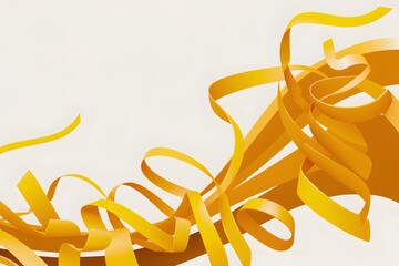 Dynamic Yellow and Brown Flowing Ribbon Abstract on White Background, Ideal for Energetic and Fluid Designs.