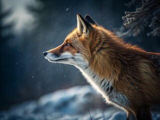 Obraz premium Majestic Red Fox Profile Portrait - Long Exposure Wildlife Photography