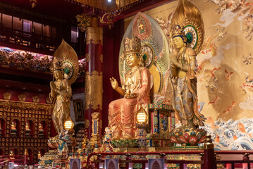 Interior View Of The Buddah Tooth Temple In Singapore