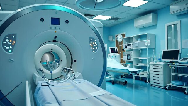 Modern CT Scan Machine in a Clean, Well-Lit Medical Imaging Room at a Hospital, Ready for Patient Use During Daylight Hours