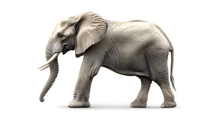 Fototapeta premium An African Elephant Stands Isolated Against White Background
