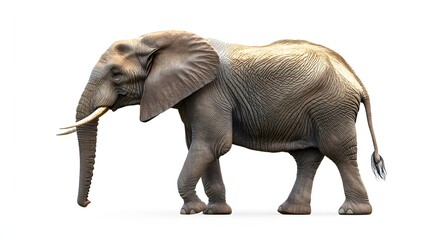 Obraz premium An African Elephant Stands Isolated on White Background