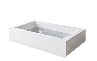 Fototapeta premium A deep rectangular bathtub with a built in shower isolated on white or transparent background