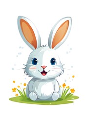 Fototapeta premium Simple cartoon Easter bunny, abstract illustration