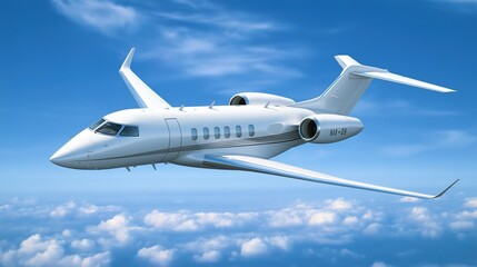 Fototapeta premium Aircraft ascending through the sky, symbolizing ambition and reaching new heights in personal and professional endeavors.