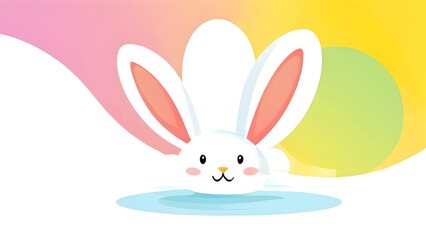 Fototapeta premium Simple cartoon Easter bunny, abstract illustration