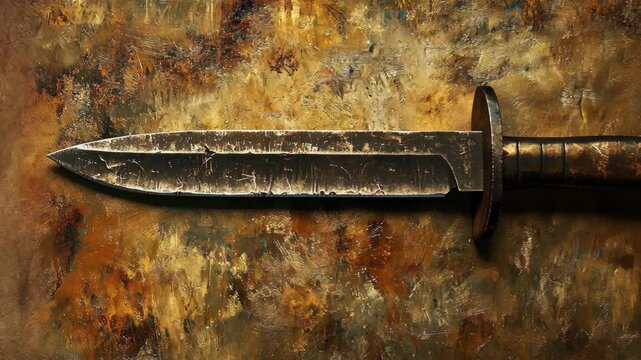 Vintage dagger resting on an artistic background highlighting craftsmanship and age in a rustic setting