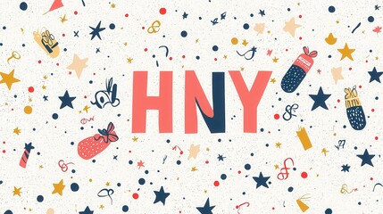 Bold and Modern Minimalist Design with HNY Theme Featuring Stars and Festive Elements