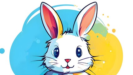 Obraz premium Simple cartoon Easter bunny, abstract illustration