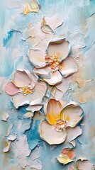 Oil Painting Flowers in Pastel Tones Background. Assorted Floral Texture for Decoration and Design