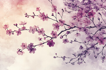 Fototapeta premium Soft Sakura Watercolor Floral Pattern