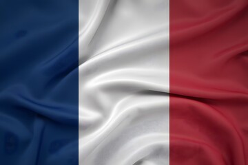 Obraz premium High Detail of French flag with Vertical Stripes of Blue, White, and Red on Textured Fabric.