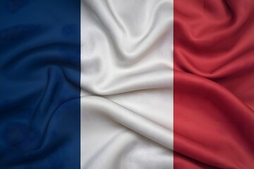 Obraz premium High Detail of French flag with Vertical Stripes of Blue, White, and Red on Textured Fabric.