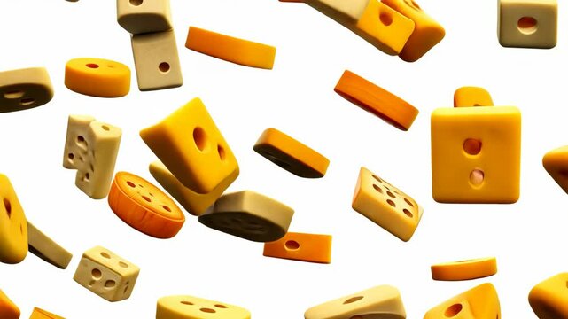 Playful and vibrant cheese pattern background showcasing a variety of delicious cheese types and colors