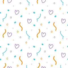 random geometric shape and confetti pattern illustration isolated on transparent png background for valentine day and others