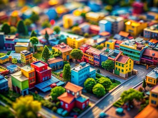 Fototapeta premium Miniature Abstract Art: Vibrant Hues & Geometric Shapes in Tilt-Shift Photography - Image 97