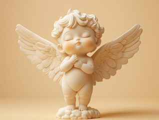 White Clay Cupid Figurine for Valentine's Day Decoration
