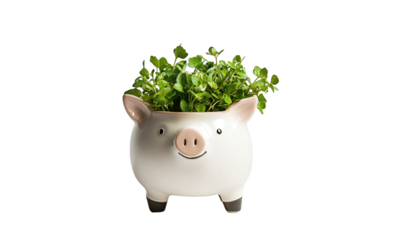 playful anima shaped flower pot isolated on white or transparent background