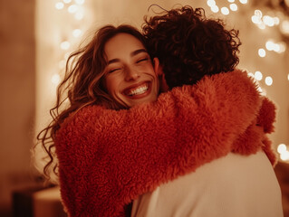 Romantic Happy Couple Hugging – Valentine's Day Concept
