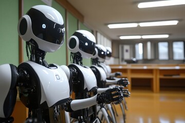 Fototapeta premium Advanced robotics showcased in a classroom setting for educational purposes