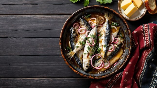 Norwegian Marinerte Sild with Dill and Pickled Onions (Norwegian Cuisine)