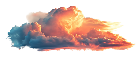Picturesque sunset clouds isolated on white and transparent background