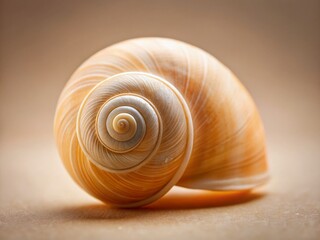 Minimalist Beige Spiral Shell on Neutral Background - Stock Photo