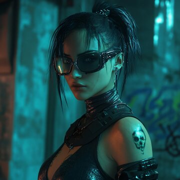 Portrait of a beautiful young woman in futuristic costume

