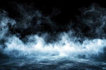 Fototapeta premium A captivating scene of swirling fog against a dark backdrop, creating a sense of mystery and intrigue.