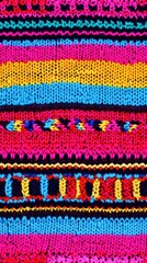 Seamless Linen Knit Textile Background with Colorful Geometric Patterns And Shapes