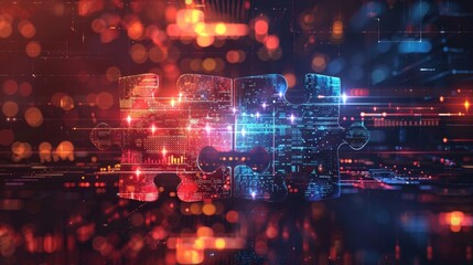 Fototapeta premium Futuristic tech-inspired abstract background, symbolizing connectivity and interoperability, Digital representation of integration concept 