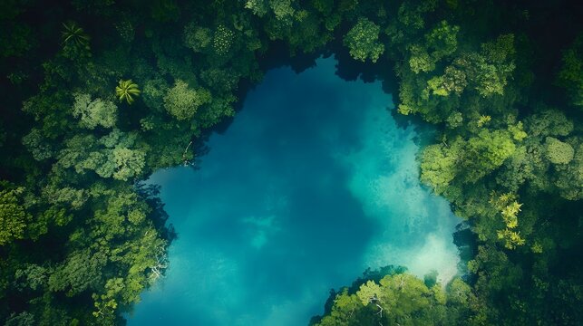Aerial shot of the scenic Lake Kenyir, with its tranquil blue waters surrounded by dense green rainforests, in 4K resolution