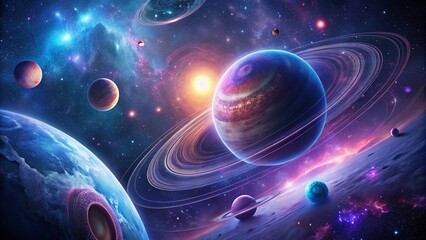 Minimalist Futuristic Galaxy: Deep Space Solar System Abstract Art