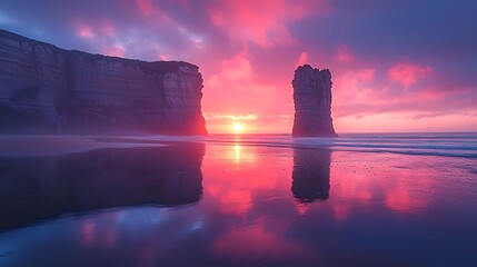 Sunset reflection on barchan dunes great ocean road landscape photography coastal serenity captured in tranquil atmosphere