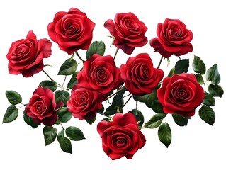 Stunning Bouquet of Red Roses with Lush Green Leaves - Perfect for Valentine's Day, Weddings, Romantic Projects, and Floral Design Inspirations