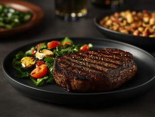 grilled steak with vegetables