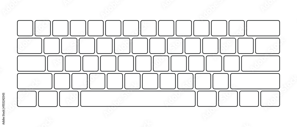 Poster Computer keyboard button layout template with letters for graphic use. Modern computer keyboard. Vector illustration