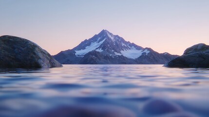 Majestic fitz roy mountain reflection glowing blue lake patagonia landscape photography serene dawn nature's beauty