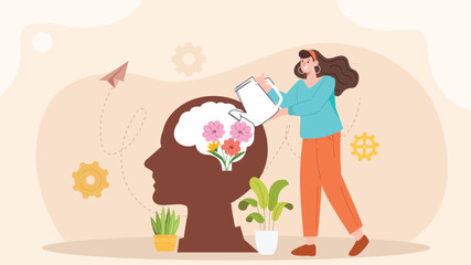 An illustration of innovative cognitive development, featuring a human brain with glowing neural connections and abstract geometric shapes emanating from it.