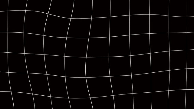 Abstract Black Background with Wavy White Grid Lines, Minimalist Digital Design, Adobe Stock Watermark, Futuristic Geometric Pattern for Modern Tech or Graphic Art Themes