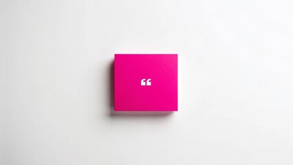 Minimalist Pink Square with Quote Mark Symbol - Abstract Design Stock Photo