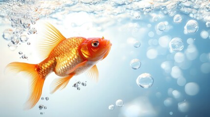 Fototapeta premium Poster Depicting Fish and Water Bubbles
