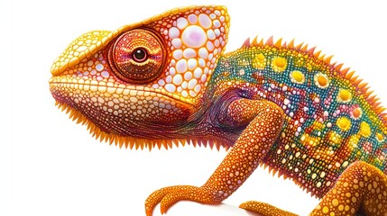 Fototapeta premium Vibrant Chameleon Displays Striking Colorful Scales