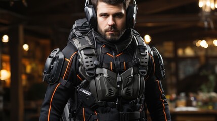 Futuristic Soldier in Urban Setting