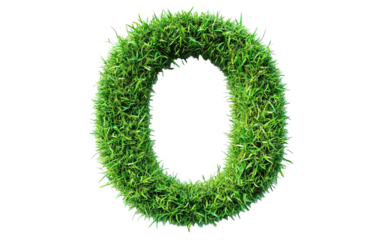 Alphabet O made of Grass isolated on white or transparent background