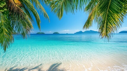 Fototapeta premium Tropical Beach Paradise Palm Trees Ocean View