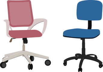 Set of different office chairs vector illustration isolated on white background