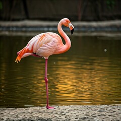 Fototapeta premium pink flamingo in the water